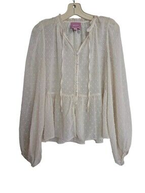 Muse Republic  Off White Sheer Top Boho Cottagecore Fairy Coquette Size Small